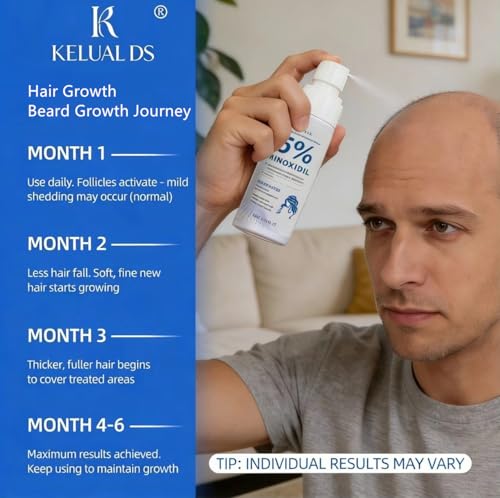 KELUAL DS 5% Minoxidil Spray for Hair Growth with Biotin & Rosemary - 120ML