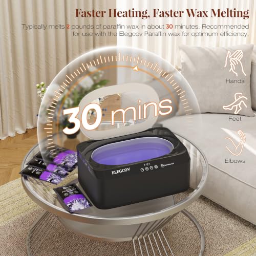 ELEGCOV Black Paraffin Wax Machine for Hands & Feet 4500ml Spa Kit