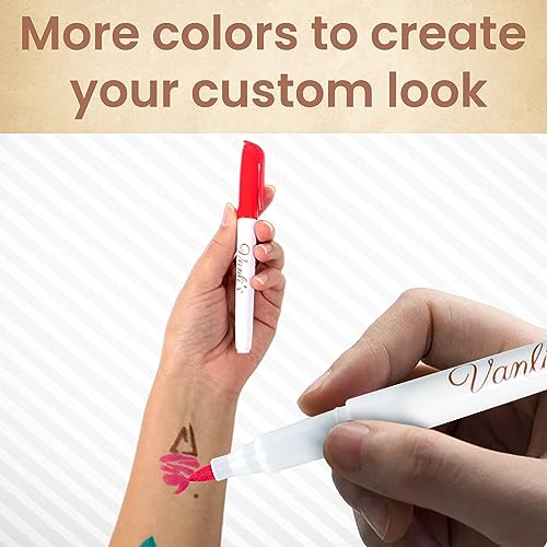 Vanli's Temporary Tattoo Markers - 10 Pens with 30 Stencils