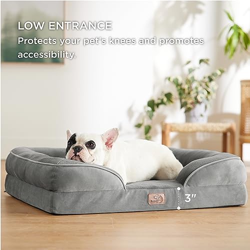 Bedsure Orthopedic Dog Bed for Medium Dogs - Waterproof Dog Sofa Beds Medium, Supportive Foam Pet Couch Bed with Removable Washable Cover, Waterproof Lining and Nonskid Bottom, Grey