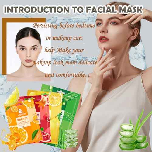 20 Combo Face Sheet Masks Skincare Set,Moisturizing Face Mask Skin Care Kit,Hydrating Facial Mask Gift Set for Women,Mom,Men,Wife & Girlfriends