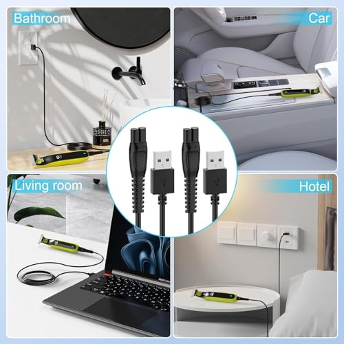 IBERLS 2-Pack 5V Cord Charger Compatible with Phillips Norelco One Blade 360 QP2724, QP2834, MG5910, MG7910, 2400, 3600, MG9510, X5006, PQ888, 5V Charging Shaver Cable