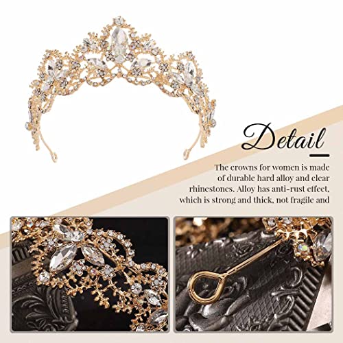 Brishow Gold Tiara Crowns Crystal Headband Brides Wedding Tiaras and Crown Rhinestone Queen Crown Party Princess Hair Accessories for Women and Girl (Rose Gold s)