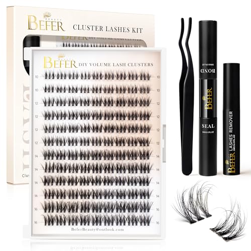 BEFER 3D Curl Lash Clusters Kit - 108 Pcs DIY Volume Lashes