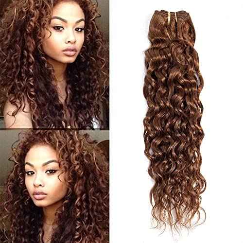 Color 30 Brown Water Wave Bundles Brazilian Hair Weave Bundles 100% Wet and Wavy Virgin Brazilian Human Hair Bundles Extension Color 30 100gram Curly Weave Hair