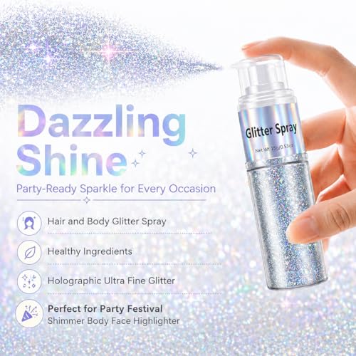 Holographic Body Glitter Spray for Hair & Festivals