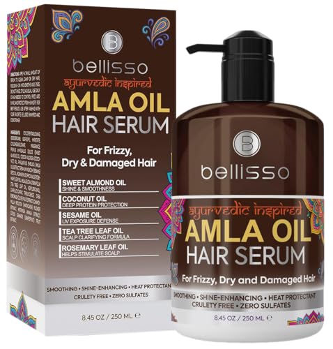 BELLISSO Amla Oil Hair Serum - Anti-Frizz, Heat Protection & Deep Conditioning - 8.45 Fl Oz