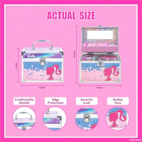 Barbie Train Case Beauty Set with Washable Makeup, Ages 3+