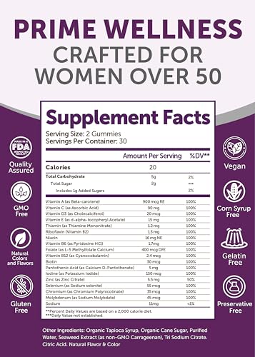 Lunakai USA Made 50+ Women's Multivitamin Gummies, 60 Count (Single Bottle)
