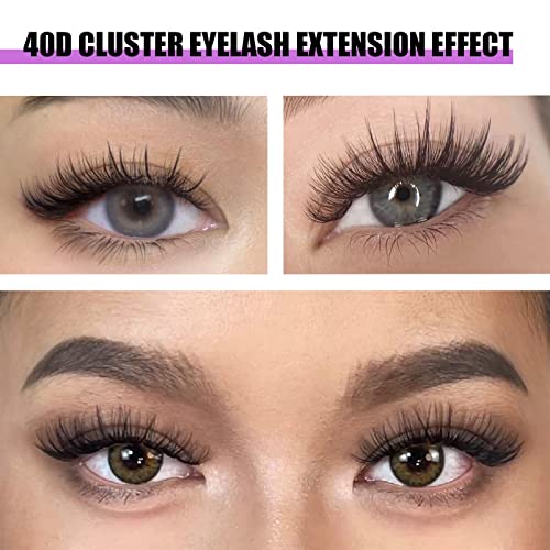 KISSXIAOYA Cluster Eyelashes Extensions, 240pcs 40D 0.07D Curl Soft Individual Lashes Natural False Eyelashes Cluster DIY Eyelash Extension (240pcs, 13mm)