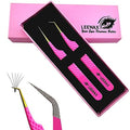 2 Pcs Pink Stainless Steel Tweezers for Eyelash Extensions, Eyelash Extension Tweezers Set, Volume Tweezers, Lash Extension Precision Tweezers, Extension tweezers.