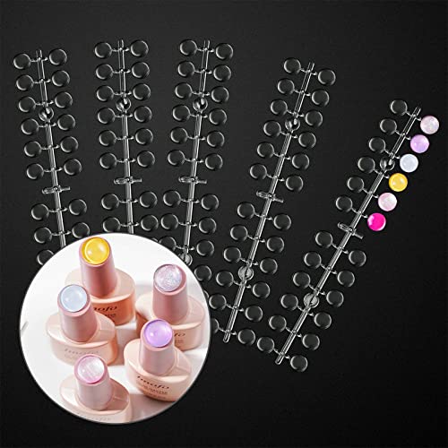 heemeei 120 Pcs Round False Nail Display Tips, Clear Nail Art Color Display Chart Nail Swatch Sticks with Adhesive Sticker for Nail Training Practicing Color Displaying……