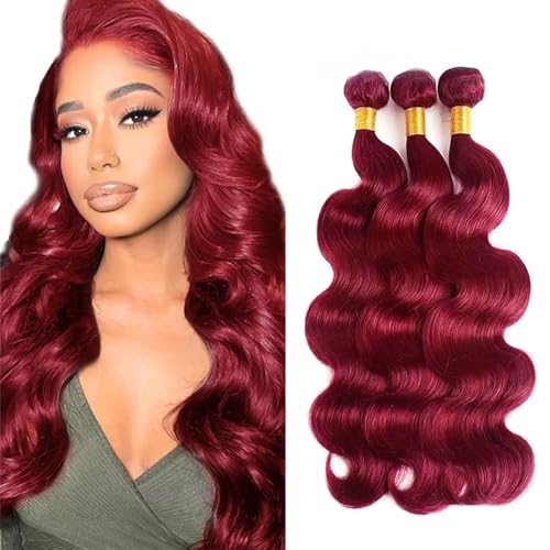 99J Burgundy Body Wave Human Hair Bundles – 22-24-26 Inch