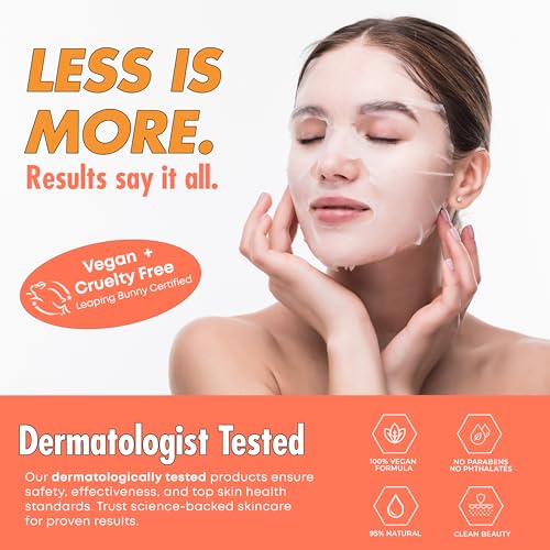 Vitamin C Face Mask For Glass Skin ? Hydration & Revitalization For Dull Skin ? Dermatologist Tested, Anti-Aging Korean Skin Care ? Vegan, Cruelty-Free, Clean Beauty ? 5 Sheets