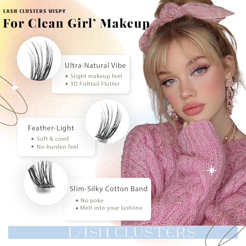 FebFeb C Curl Natural Lash Clusters Kit with Black Lash Extensions, No Remover
