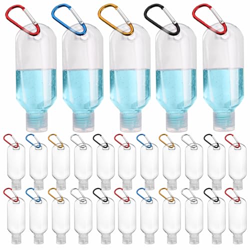 100PCS Value Hand Sanitizer Bottles with Keychains, 2OZ Travel Bottle With Clips, Portable Travel Size Bottle Squeeze Containers for Hand Sanitizer Holder with Lid - Leak Proof, Refillable