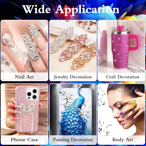 DIYCICO 96,000 Pcs Multicolor Flatback Rhinestones Craft Kit for Jewelry Clothes Shoes Nail Art and Diamond Painting