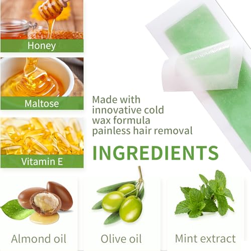 Facial Wax Strips for Women ? 98% Natural, Hypoallergenic Formula for Sensitive Skin ? Quick & Gentle Hair Removal for Upper Lip, Eyebrows, Chin, Bikini Line & Legs 40Pcs