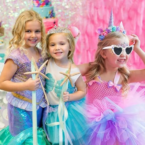 VelSCRUN AB Color Princess Tiara Crown & Sash Set for Girls Women, Birthday Party Accessories