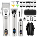 Professional Cordless Hair Clippers & Trimmer Set for Men - Silver