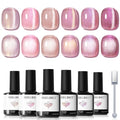 Modelones Cat Eye Gel Nail Polish Set - 6 Colors Rosewood Gleam Summer Glitter