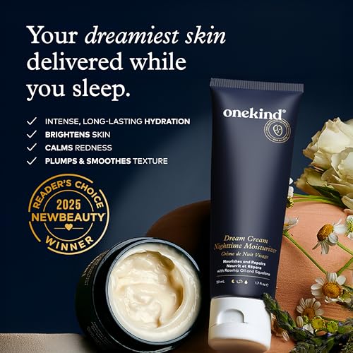 Onekind Night Moisturizer for Face, Hydrating Dream Cream for Wrinkles, Night Cream for Women Anti Aging with Squalane, Rosehip & Shea Butter for Dry & Sensitive Skin ? 1.7 oz