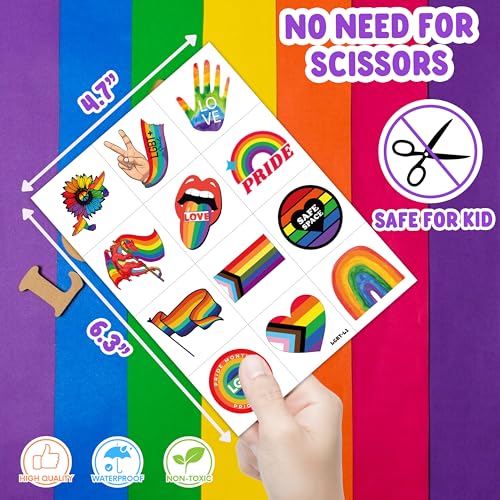 120 PCS Pride Rainbow Temporary Tattoos Waterproof