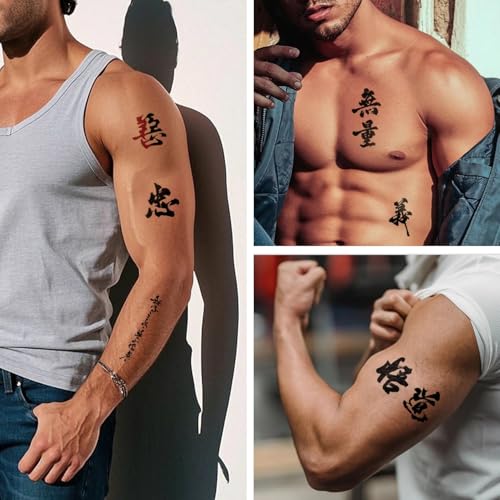 Chinese Character Temporary Tattoos - 30 Sheets Waterproof Fake Tattoos
