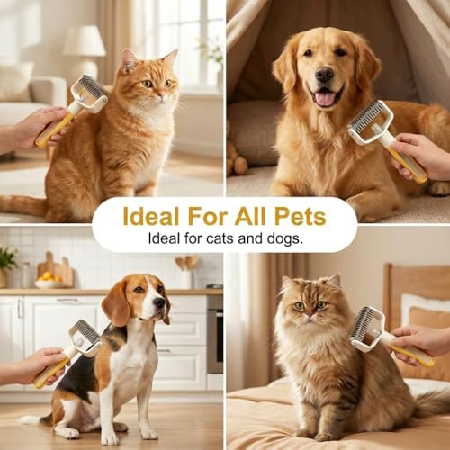 Dual-Sided Pet Grooming Comb with Spray for Dogs & Cats