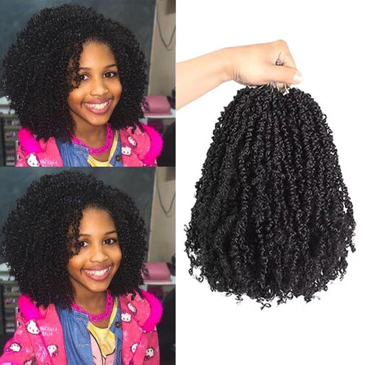 Datanala Yanky Twists Crochet Braiding Hair 12 Inch 9 Packs Crochet Hair with Curls Micro Spring Twists Crochet Hair Pre-looped Curly Crochet Braids Hair Extensions for Women (1B#, 12inch)