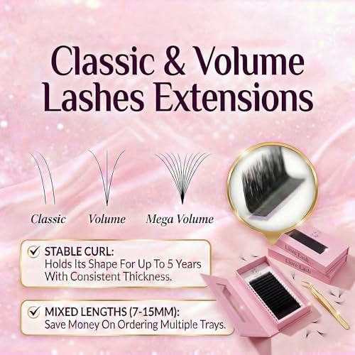 Cashmere Eyelash Extensions ? Classic, Easy Fan & Pro Bulk Lash Trays, Matte Black Individual Lashes
