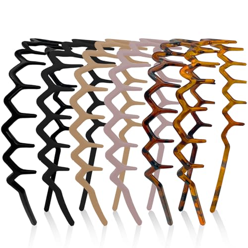 6-Pack Zig Zag Headbands for Women with Non-Slip Teeth