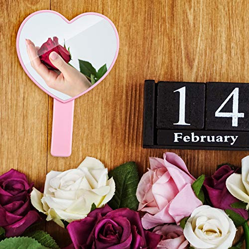 Heart Shaped Handheld Makeup Mirror 2-Pack, Pink & Purple