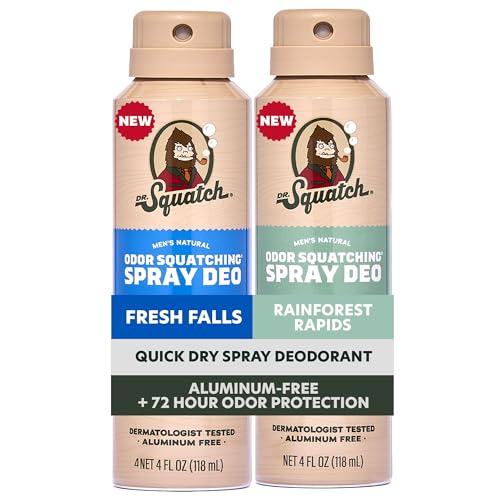 Natural Men's Deodorant Spray - Quick Dry, Aluminum-Free, 2-Pack
