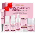 Skin Care Set,6 Pcs Korean Snail Mucin Essence Anti-aging Moisturize Repair Soothe Hydrate,Glass Skincare Gift Kit for Dull & Dry Skin,Self Care Skincare Gifts for Women Mother Mom Wife Teenage Girls