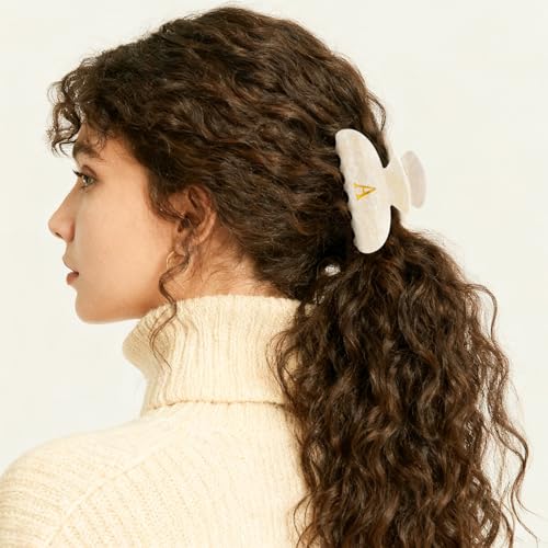 Initial Hair Clip for Women & Girls - Gold Glitter Acrylic Personalization Variation of Gold-A