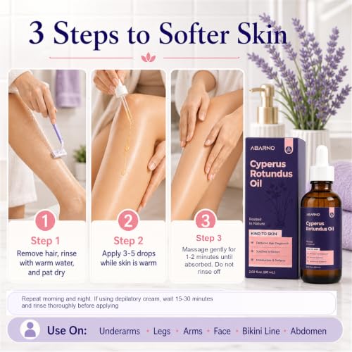 Cyperus Rotundus Hair Removal Oil for Face & Body, 2.02 oz