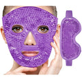 Ice Face Mask Reusable and Cold Gel Eye Mask for Puffiness/Dark Circles/Eye Bags/Dry Eyes/Headaches/Migraines/Stress Relief, Ice Pack for Eyes & Face (Purple)