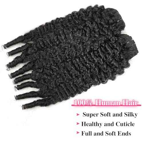Burmese Curly Clip in Hair Extensions #1B Natural Black Color Curly Clip ins For Women Brazilian Virgin Clip on Hair(20inch,#1B)