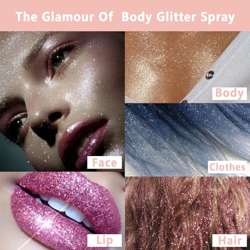 Boko Rainbow A-Glint Body Glitter Spray - Holographic Silver & Colorful Glitter for Face & Body