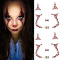 2 Pack Red Rhinestone Face Tattoo Stickers for Halloween