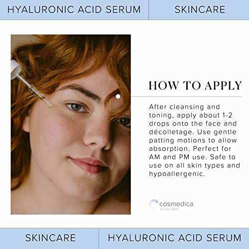 Hyaluronic Acid Serum for Skin- 100% Pure-Anti-Aging Serum- Intense Hydration + Moisture, Non-greasy, Paraben-free-Best Hyaluronic Acid for Your Face (Pro Formula)