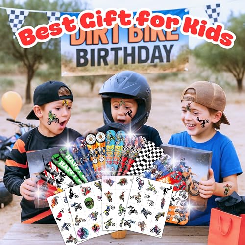 72 Pc Dirt Bike Party Favors - Tattoos & Slap Bracelets
