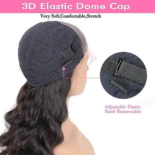 Glueless Wigs Human Hair Pre Plucked Pre Cut 20 Inch Body Wave Lace Front Wigs Human Hair for Women 6x4 HD Lace Closure Wigs with Elastic Drawstring 180% Density Nautural Color