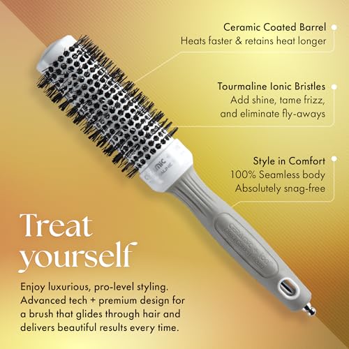 Olivia Garden Ceramic + Ion Round Thermal Hair Brush - Not Electrical - Professional Blowout Brush for Normal to Thick Hair
