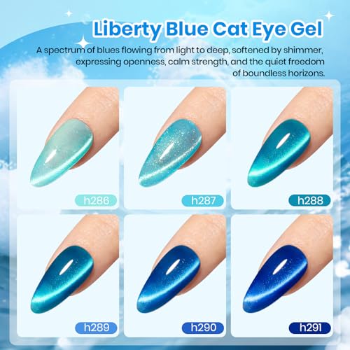 Beetles Liberty Blue Cat Eye Gel Polish Set - 6 Colors