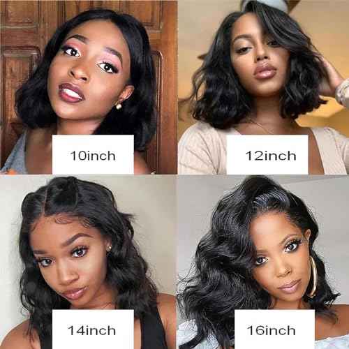 Short Bob Wig Human Hair 13X4 Lace Front Wig Natural Color, 14 Inch