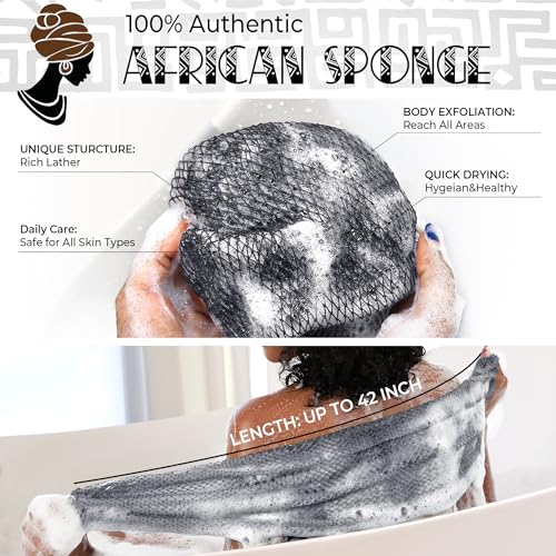 African Net Sponge Exfoliating Body Scrubber - 40in Bath Washcloth