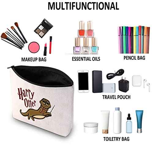 G2TUP Harry Otter Makeup Bag - Sea Otter Animal Lovers Cosmetic Bag Zipper Travel Bag - White