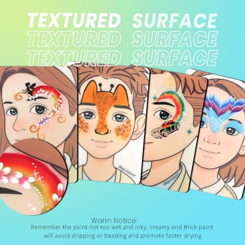 Depvision Reusable Face Paint Practice Board,4 Colorful Face Paint Board, Face Painting Exercise Board,Makeup Template A4 size (Kids)